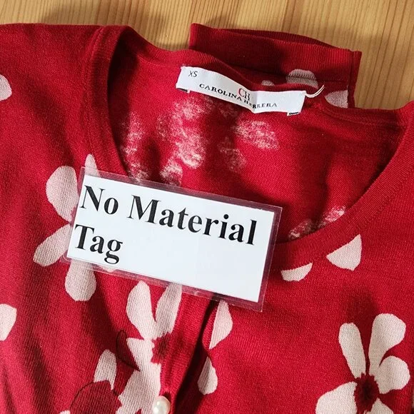 Carolina Herrera Red White Floral Cardigan Feminine Faux Pearl Buttons Silk XS - Picture 10 of 12